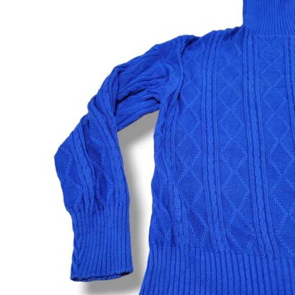 Zara Sweater Size Small Women's Knit Sweater Half Fleece Sweater Cowl Neck Blue - Picture 4 of 6